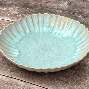 Sea Blue Shell Scallop Design Pasta/Serving Bowl, 23cm