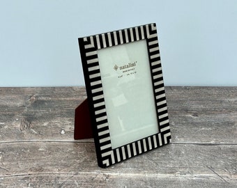 Natalini Black and White Striped Photo Frame, made in Italy, 4"X 6"