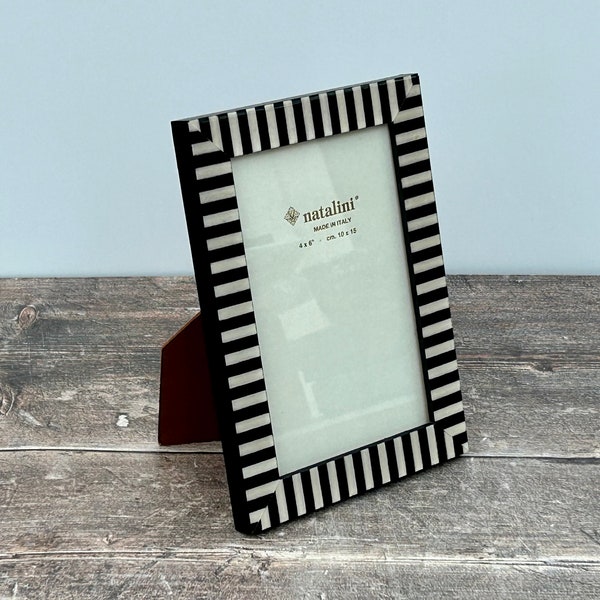 Natalini Black and White Striped Photo Frame, made in Italy, 4"X 6"