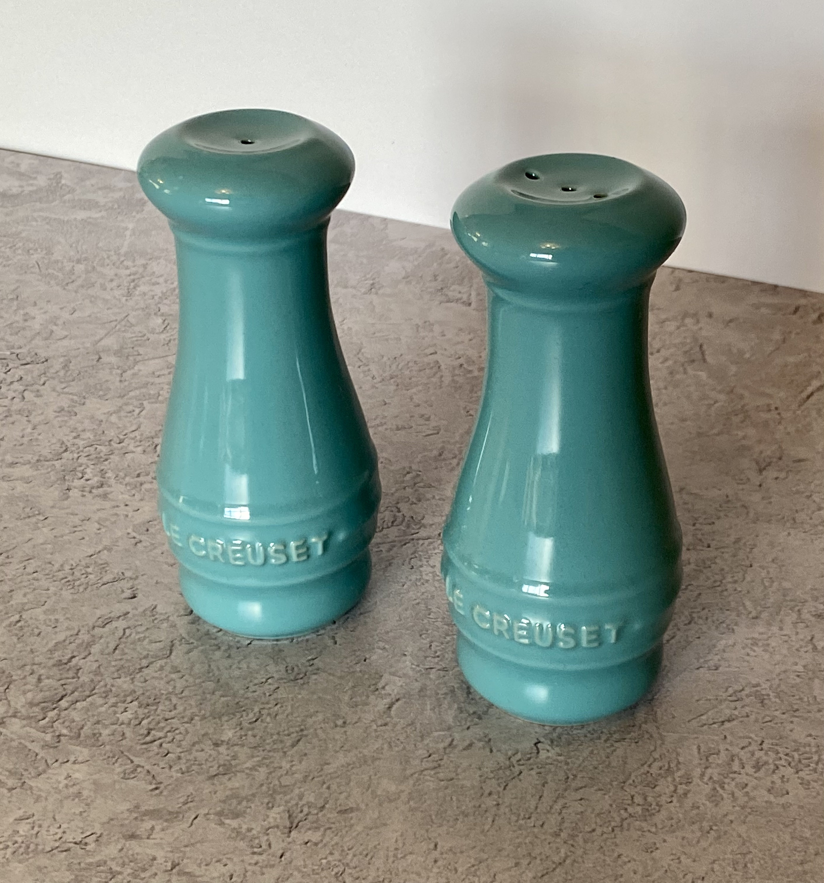 Le Creuset Turquoise Salt and Pepper Shakers 