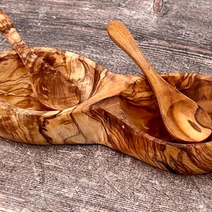 Olive Wood Condiment and Spoon Set