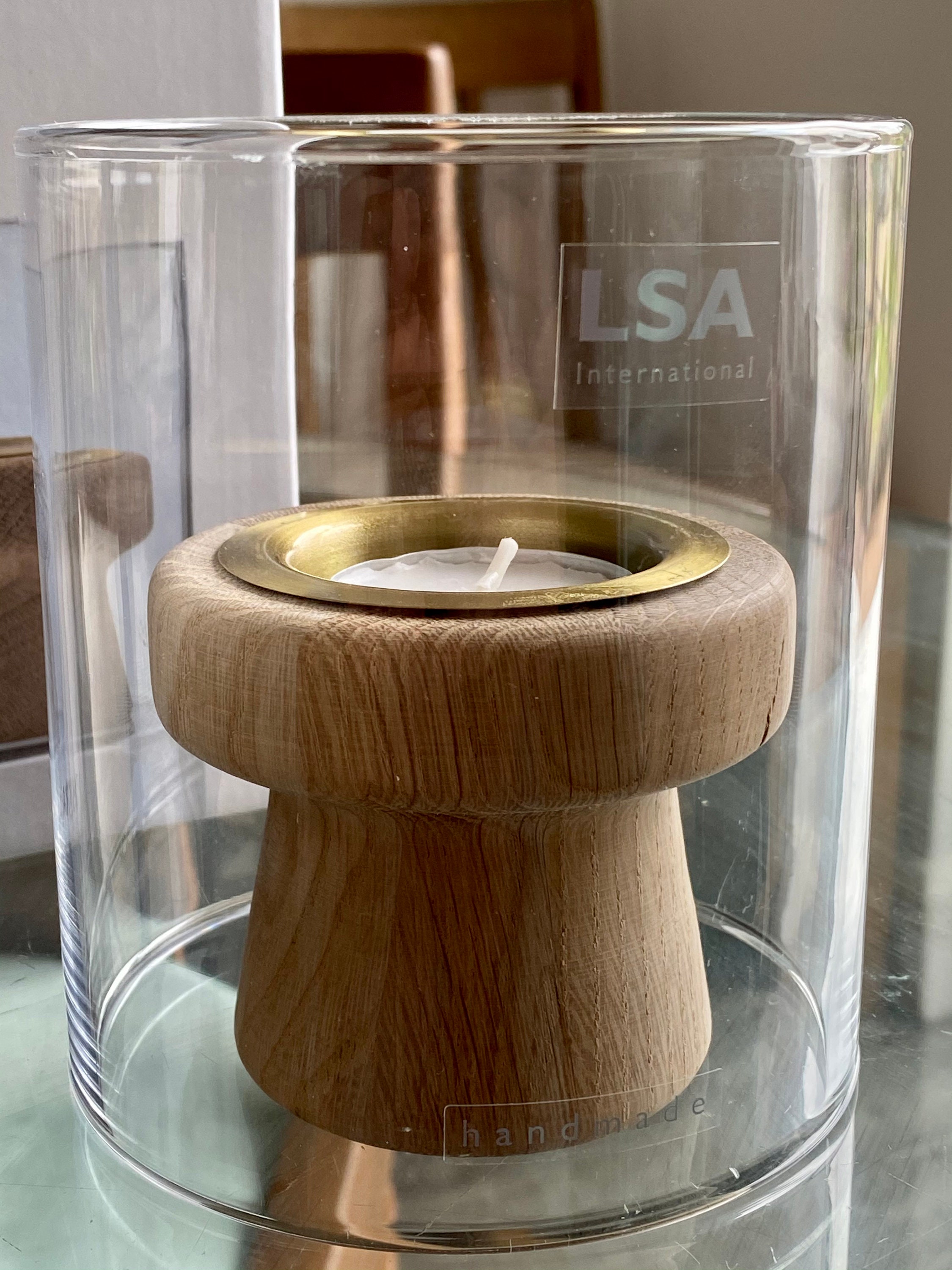 LSA International Mistral Oak Candle Holder &Glass Shade Etsy