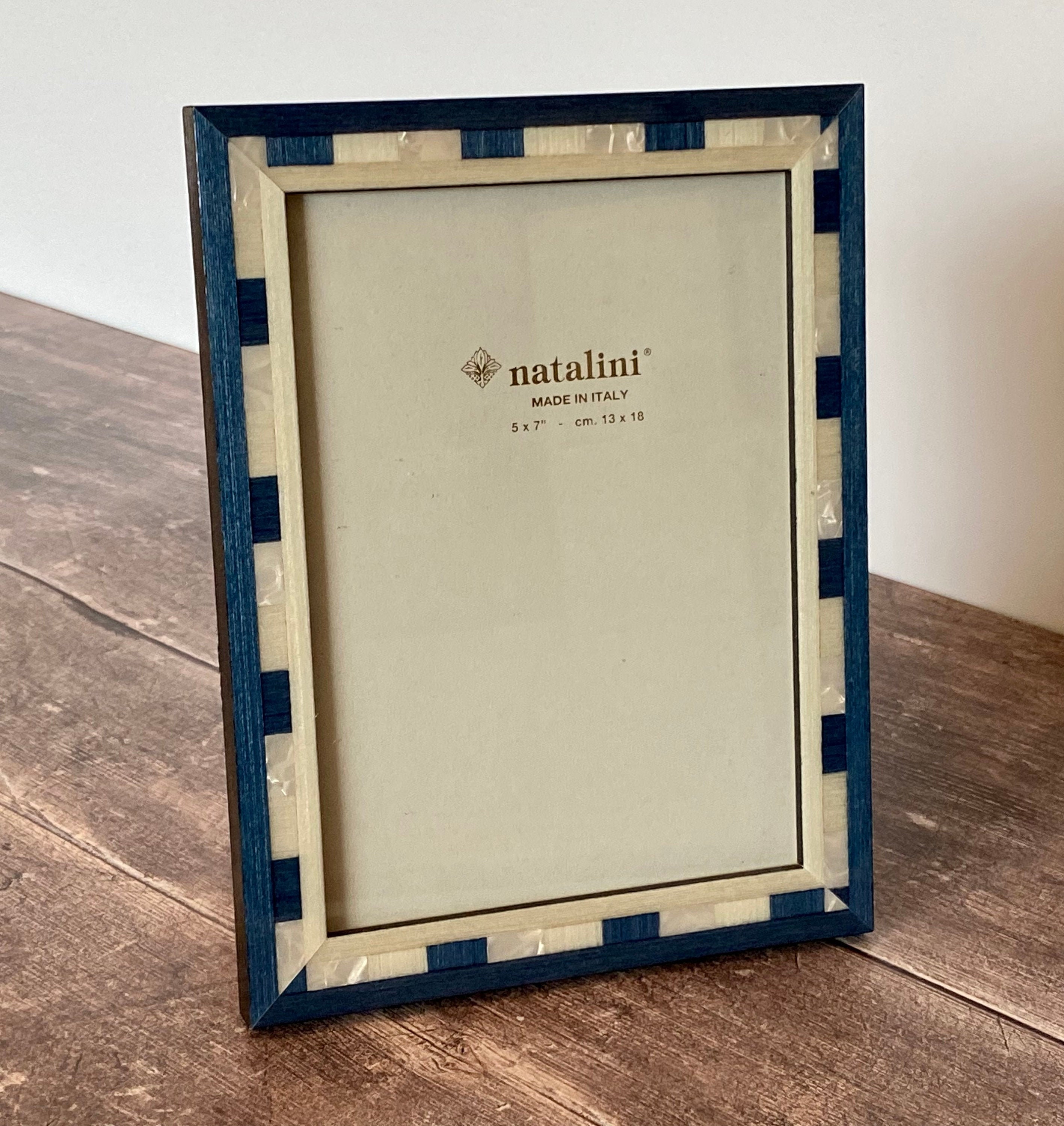 Natalini KT-30 Azzurro Photo Frame Blue and White Wood Marquetry Italy 4x6 New!! 
