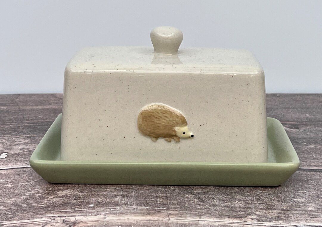 White Hedgehog Butter Dish Etsy UK