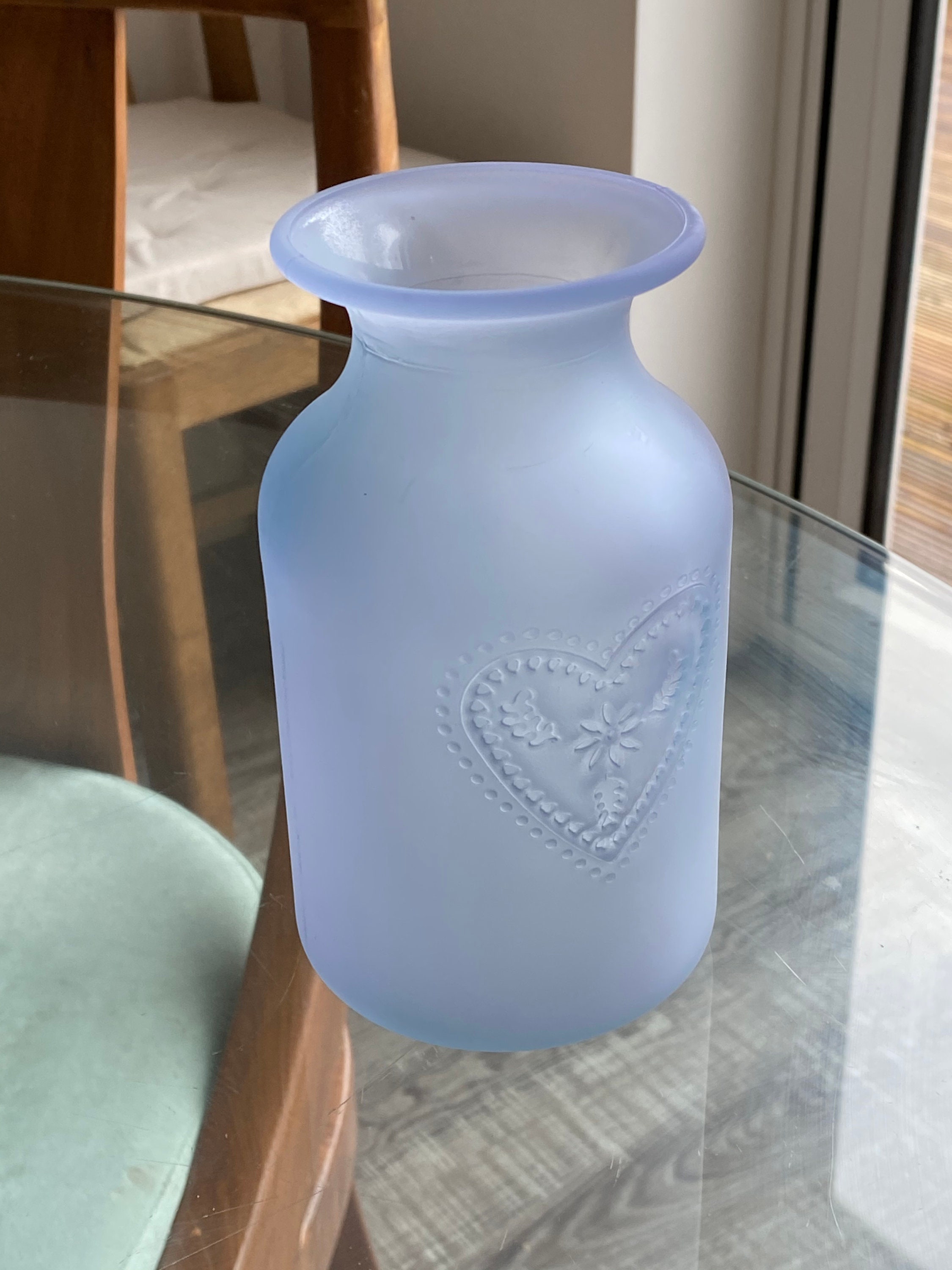 Blue Frosted Recycled Glass Vase 16cm Etsy UK