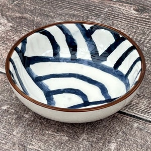 Small Blue & White Half Circle Patterned Dipping Bowl