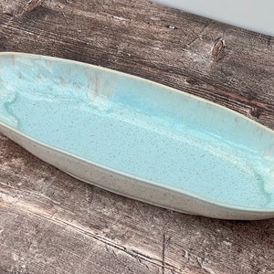 Sea Blue Design Baguette Shape Serving Platter/Dish, 33.5cm