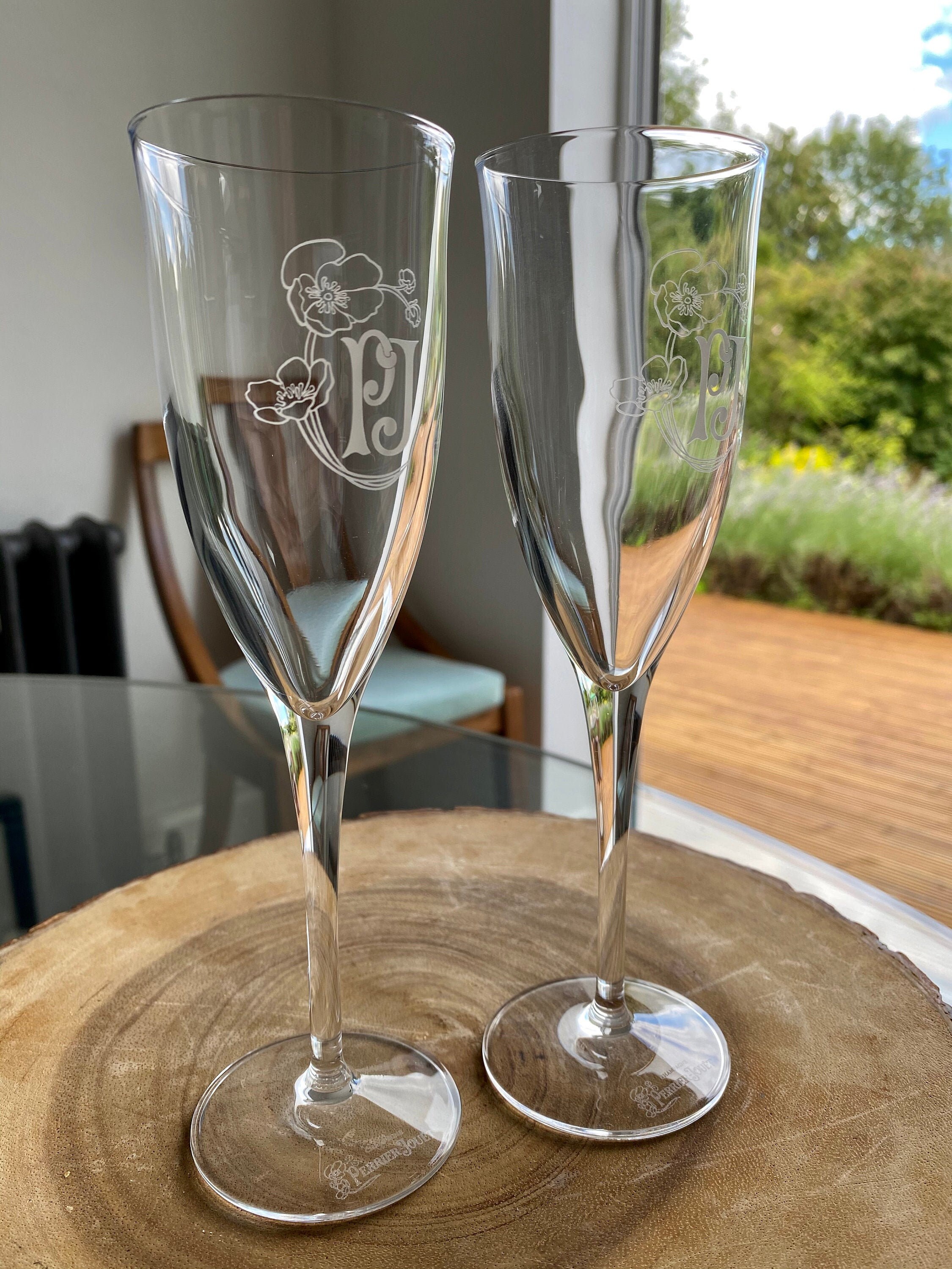 2 Perrier Jouet Champagne Glasses Etsy