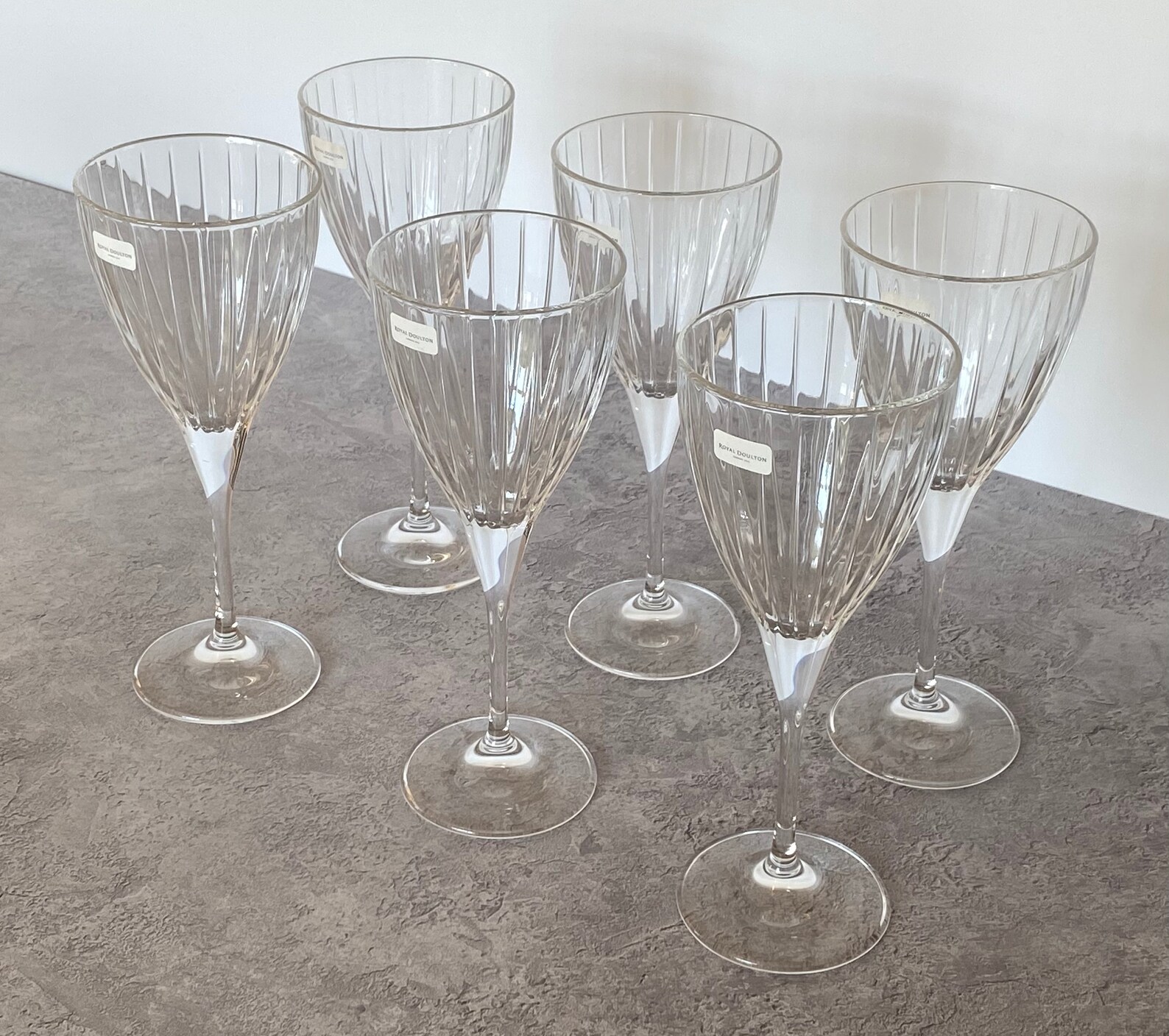Royal Doulton Crystal Linear Set of 6 Wine Glasses Etsy