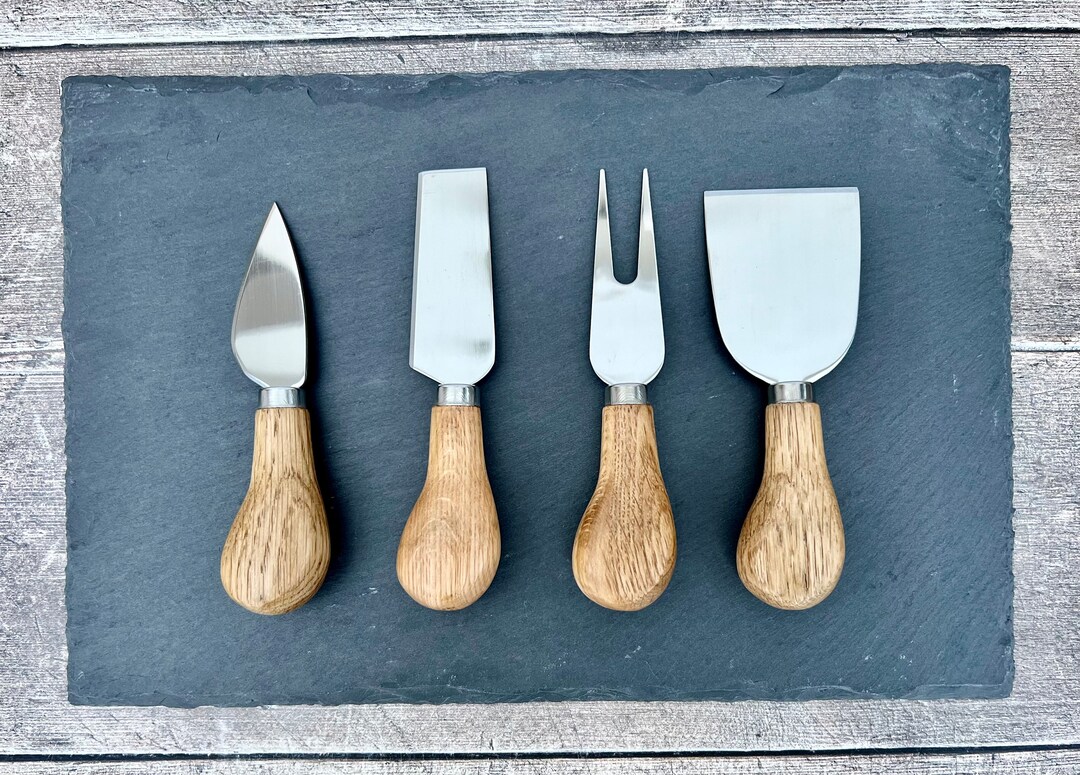 Slate Cheese Board and Oak Wood Knife Set Etsy UK