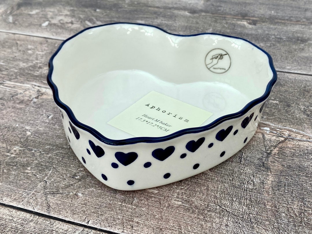 Blue Heart Shaped & Patterned Baking Dish 17.5cm X 17.2cm Etsy UK