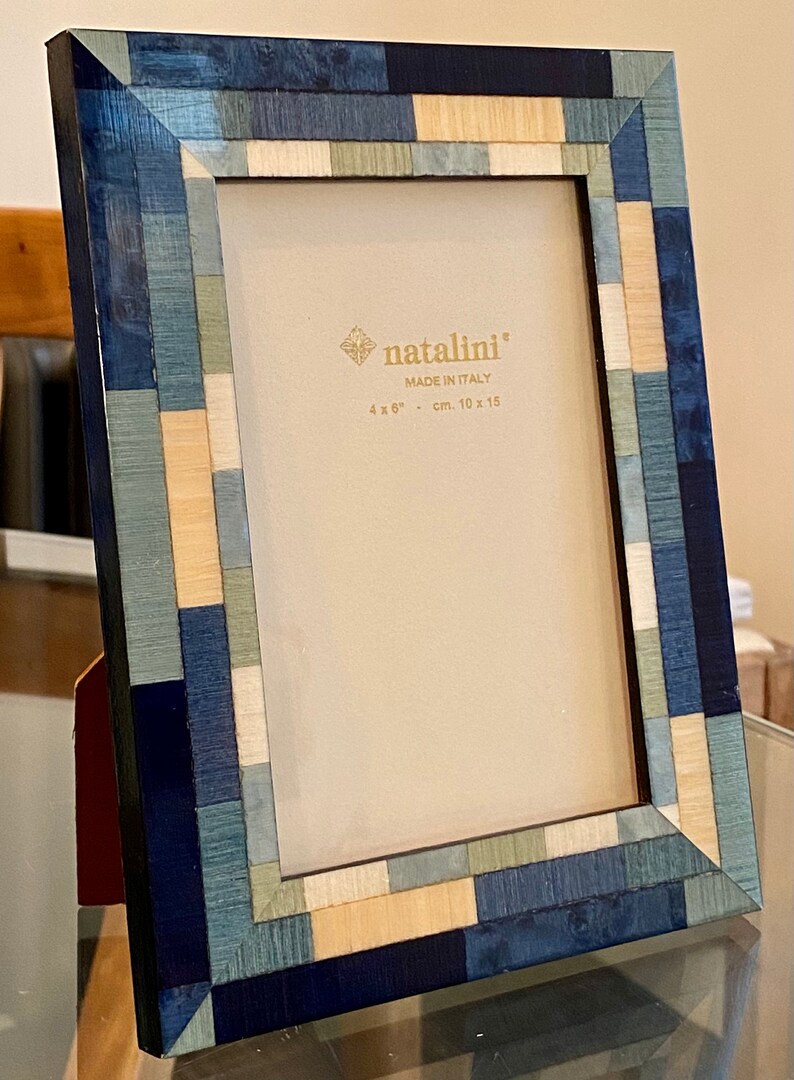 Natalini Blue and Cream Marquetry Photo Frame made in Italy Etsy