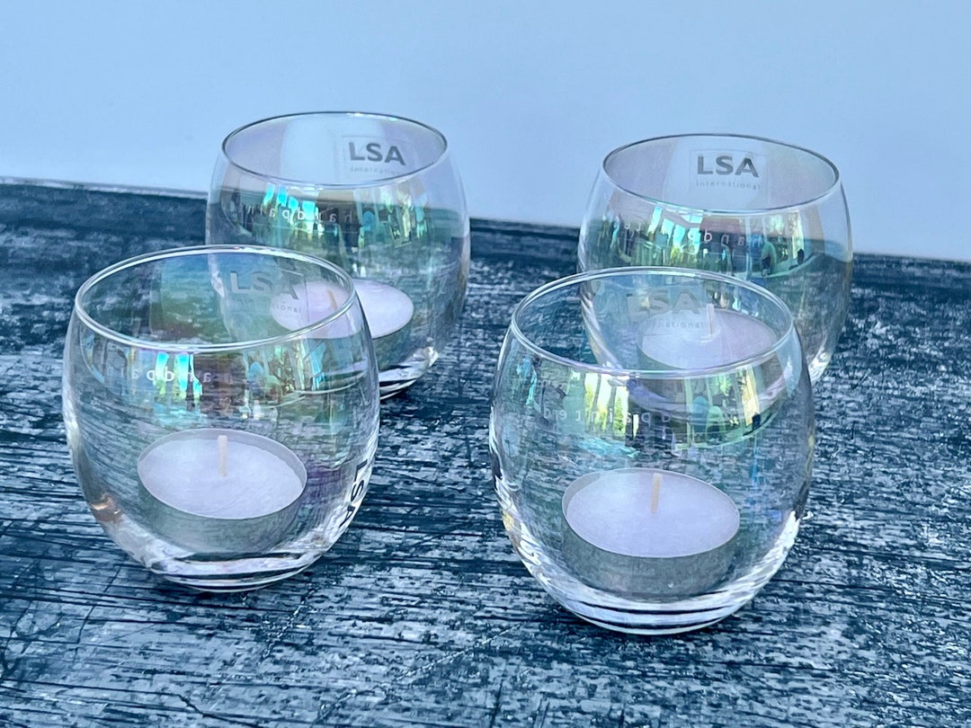 LSA Pearl 4 Glass Tea Light Holders Etsy UK