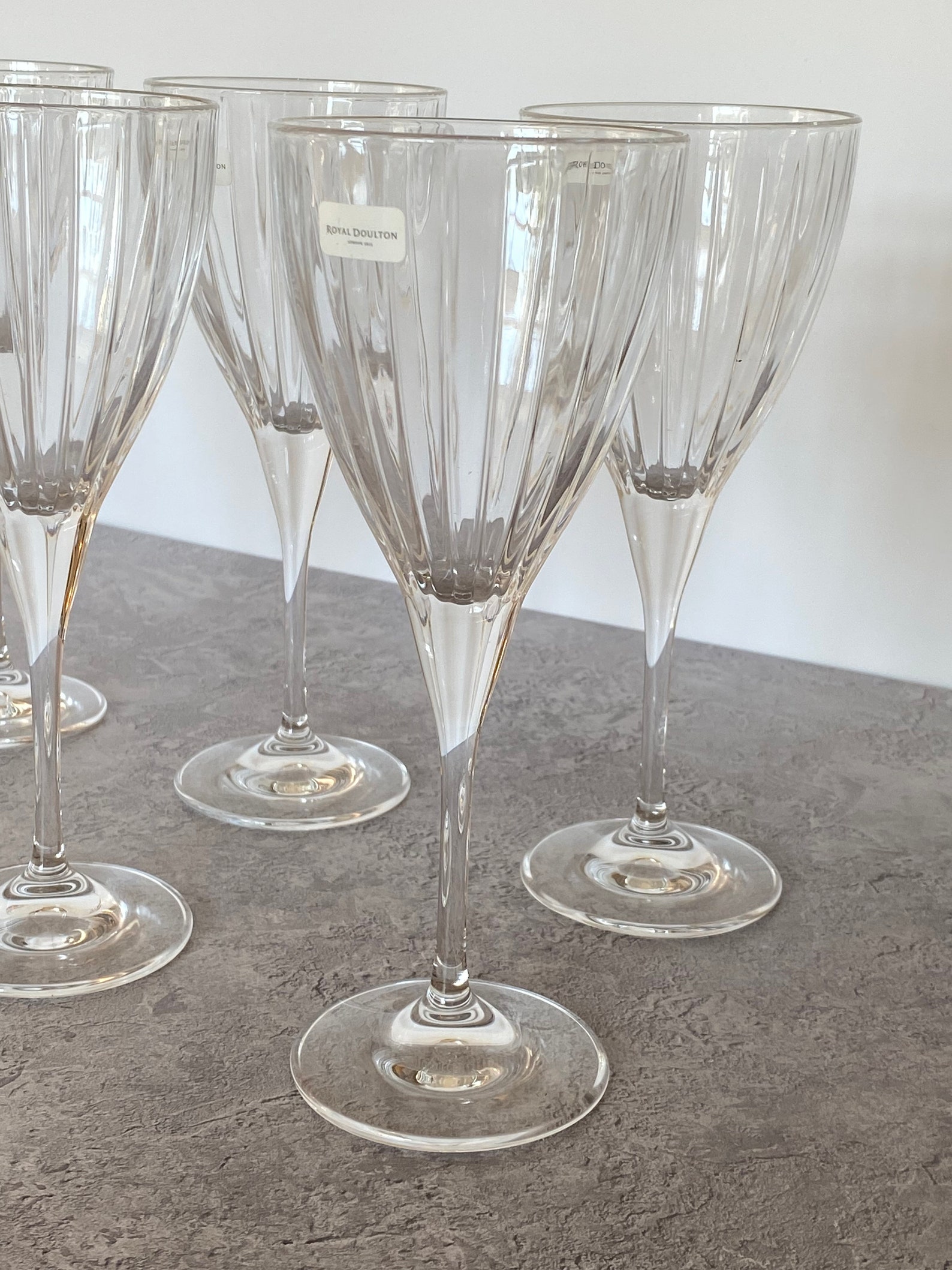 Royal Doulton Crystal Linear Set of 6 Wine Glasses Etsy