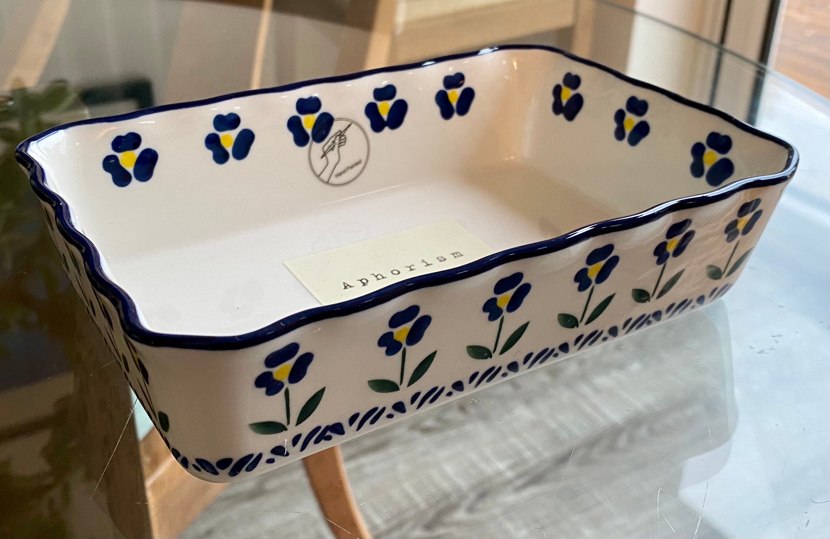 Small Blue Flower Baking Dish 18.8cm x 12.5cm Etsy