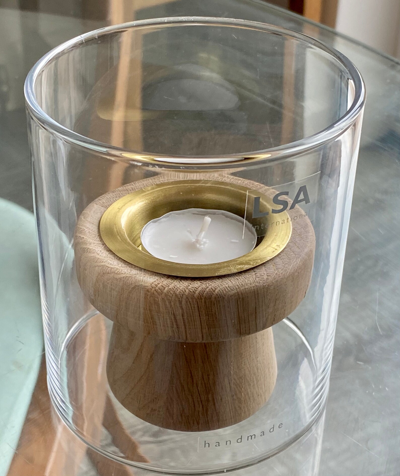 LSA International Mistral Oak Candle Holder &Glass Shade Etsy