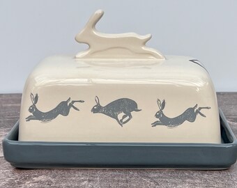 White Hare Butter Dish