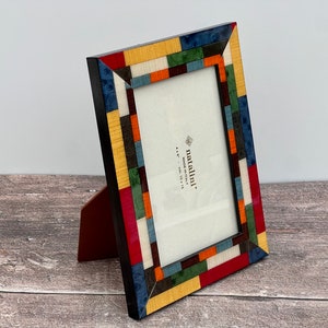 Multicoloured Marquetry Photo Frame, made in Italy, 4"X 6"
