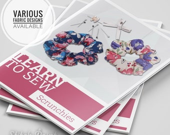 Sew a scrunchie, beginner project, sewing kit, make your own scrunchie, DIY scrunchie, flowers, paisley, various colours and designs.