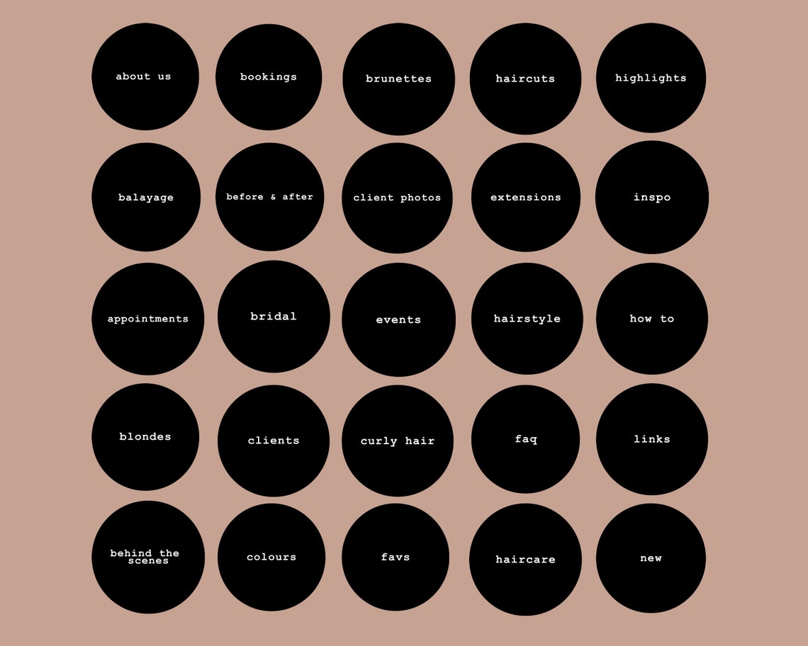 Hairstylist Instagram Highlight Covers With Letters, Hair Salon