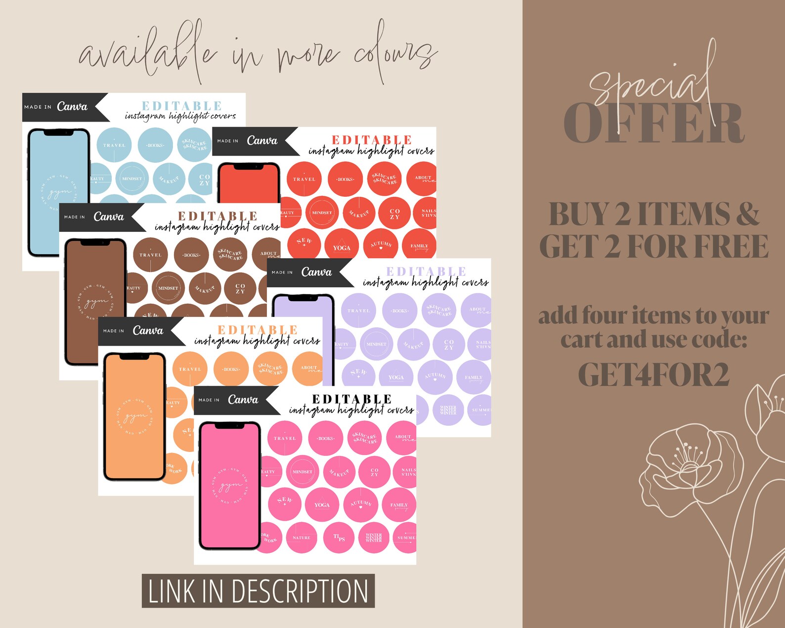 White Instagram Highlight Covers With Letters, Black Story Icons Words