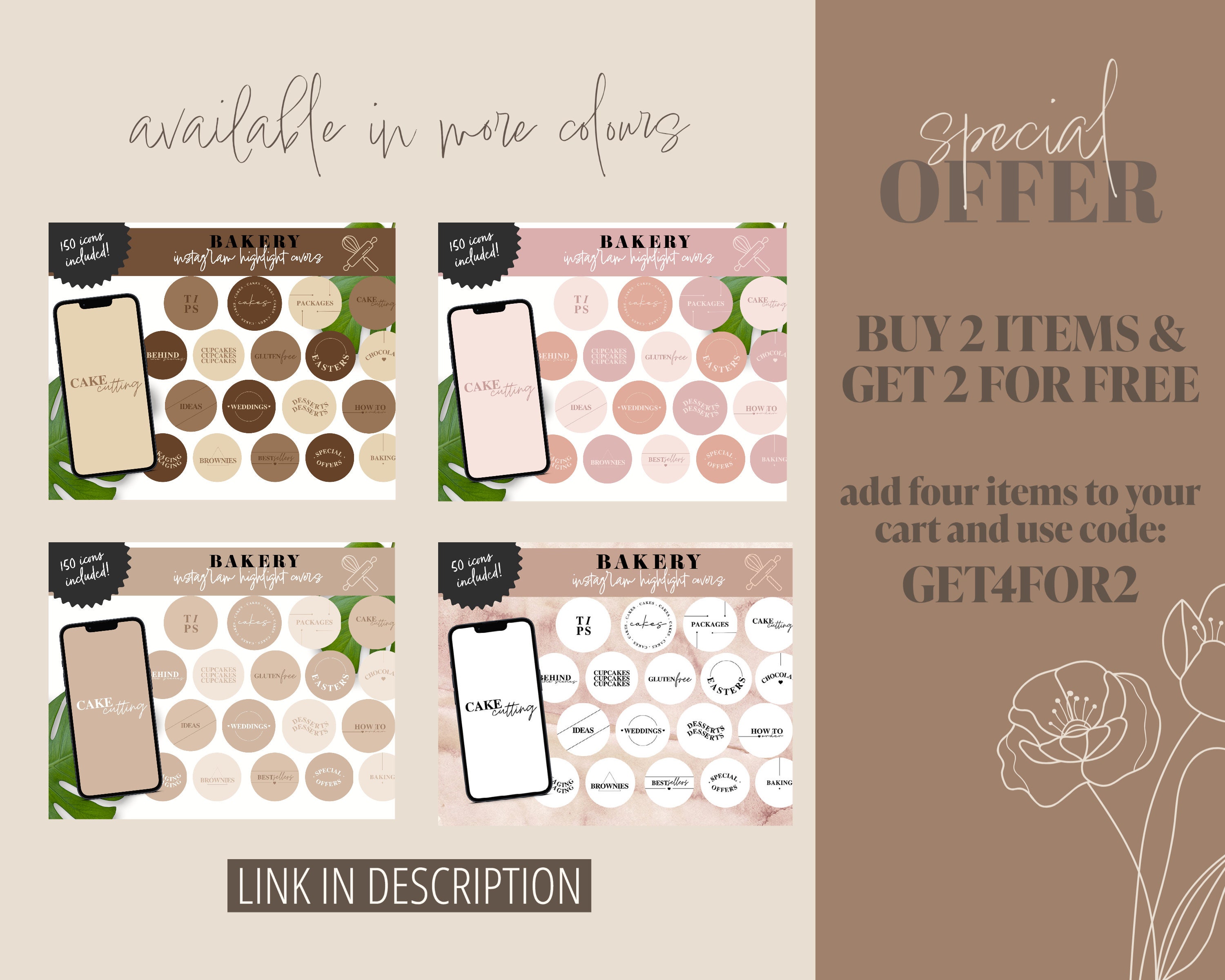 Bakery Instagram Highlight Covers With Letters Baking Templates Bakery Instagram Highlight Covers With Letters Baking Templates