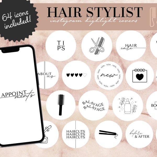 Hairstylist Instagram Highlight Covers with Letters, Hair Salon Templates, Hair Care Minimalist Canva Story Icons, Beauty Salon Branding