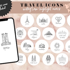 Travel Instagram Highlight Covers, Countries Instagram Story Icons, Travel Agent Logo, Voyage Europe Cities Stickers, Travel Blogger Icons