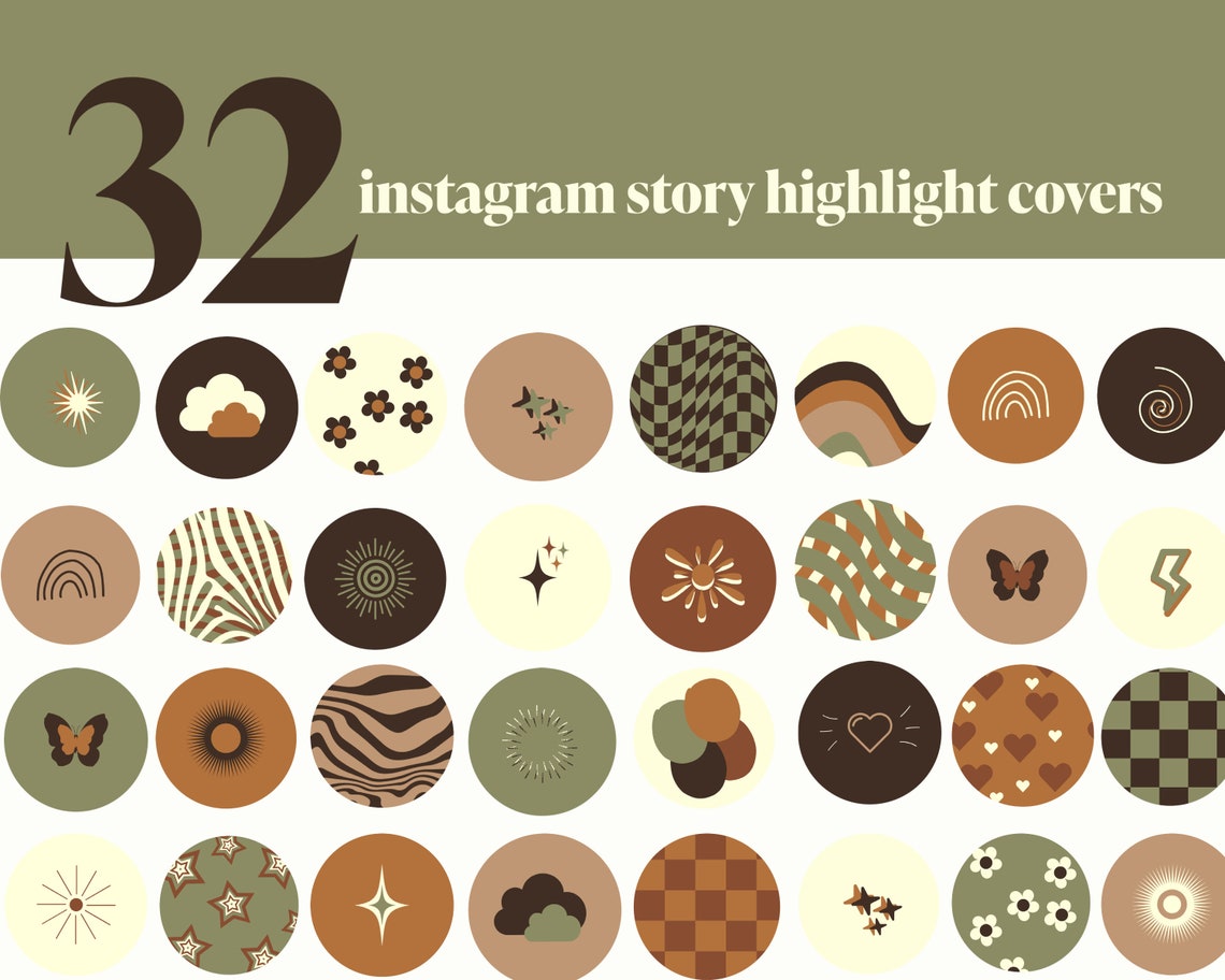 Retro Brown Instagram Highlight Covers 80s Autumn Groovy - Etsy
