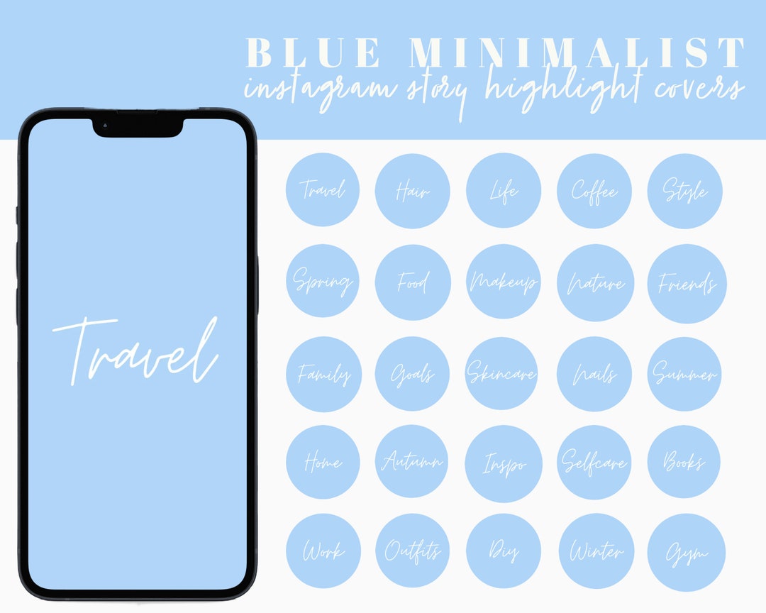 Pastel Blue Instagram Highlight Covers, Boho Minimalist Story Icons