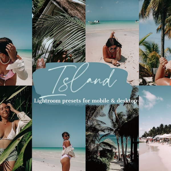 12 Island Bali Presets Lightroom Mobile, Hawaii Preset, Mexico Preset, Tropical Mallorca Photo Filter, Tulum Preset, Miami Caribbean Preset