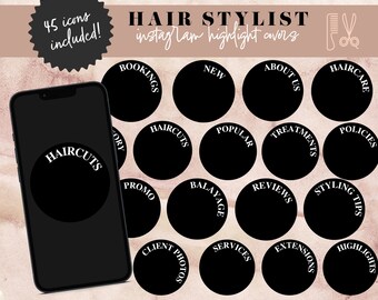 Hairstylist Instagram Highlight Covers with Letters, Hair Salon Templates, Hair Care Minimalist Canva Story Icons, Beauty Salon Branding