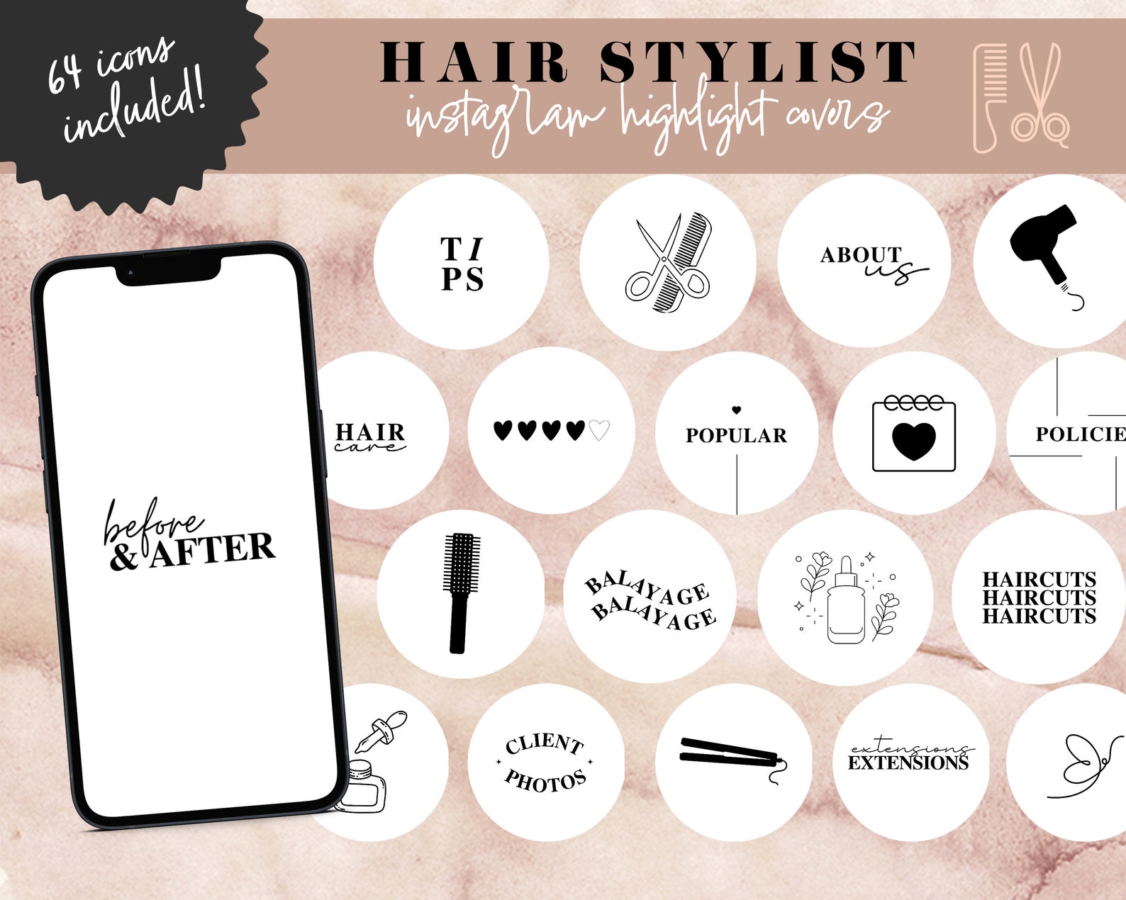 Hairstylist Instagram Highlight Covers With Letters, Hair Salon ...
