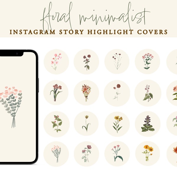 BOTANICAL Instagram Story Highlight Covers, Floral Wildflower Highlight Icons, Plants Instagram Stickers, Boho Watercolour Highlight Covers