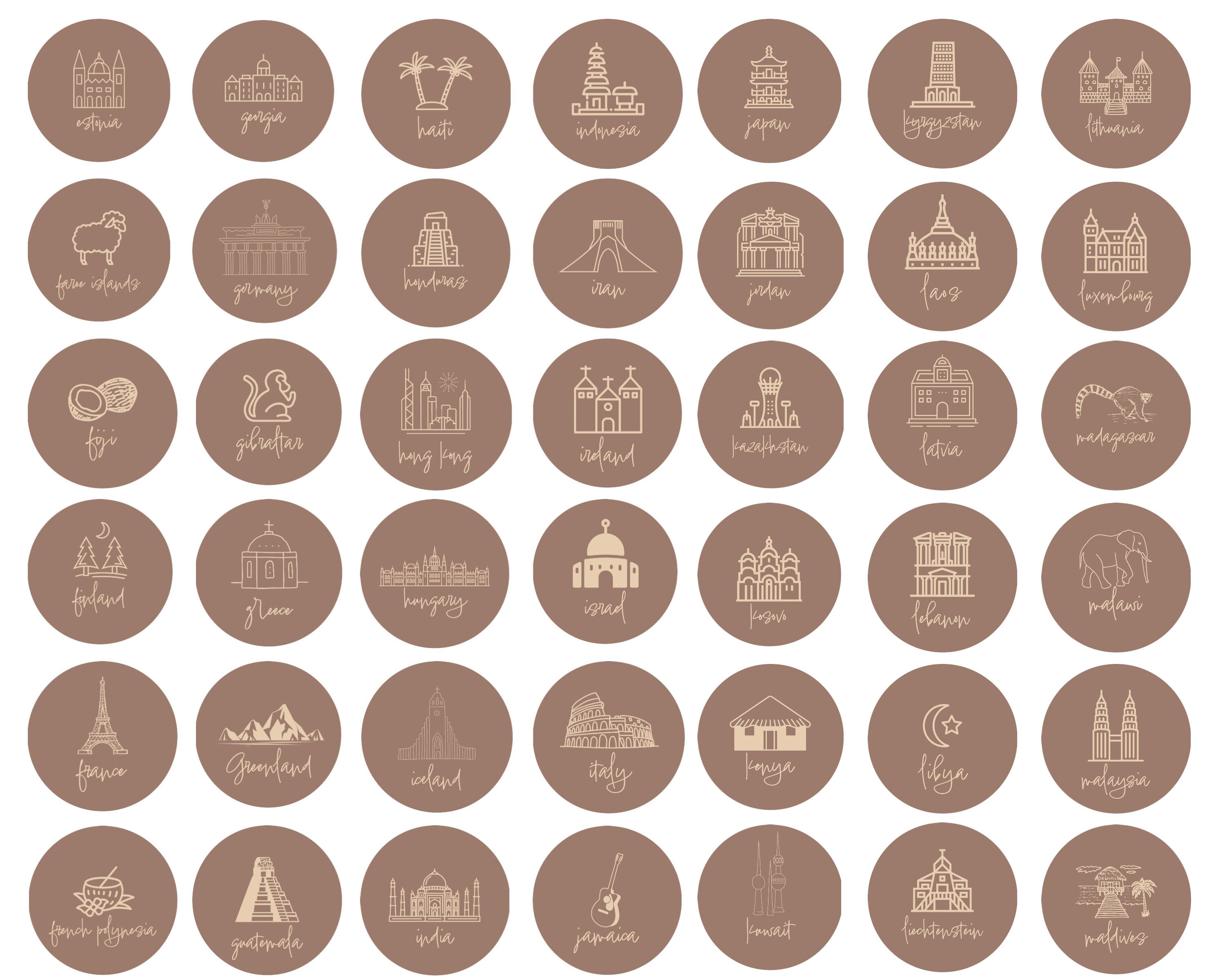 Travel Instagram Highlight Covers, Countries Instagram Story Icons