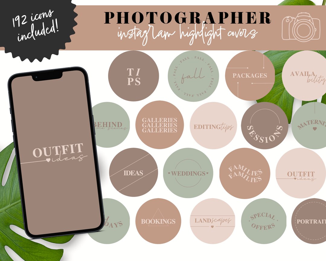 Photographer Instagram Highlight Covers Neutral Brown - Etsy