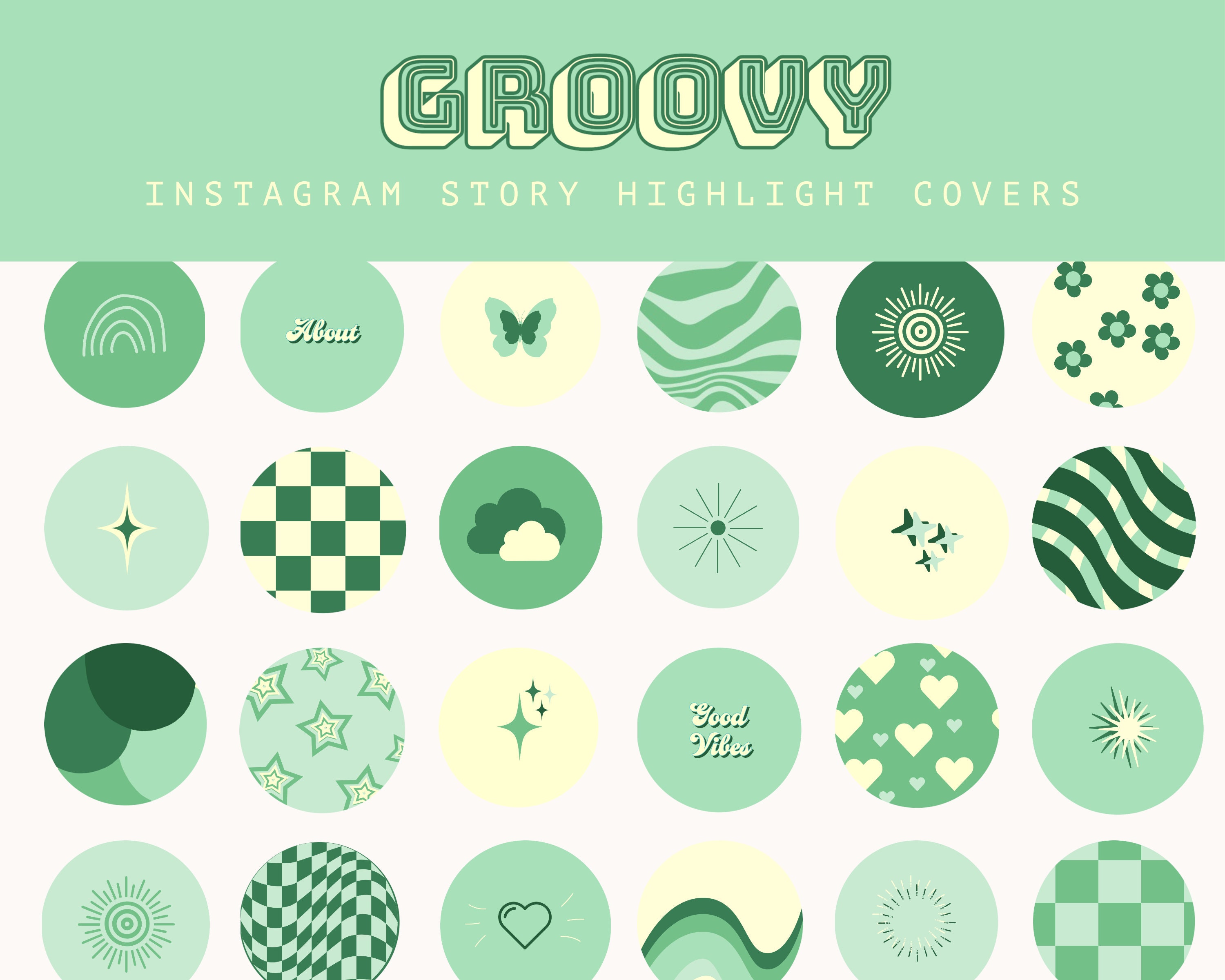 Green Retro Instagram Highlight Covers 80s Groovy Story - Etsy