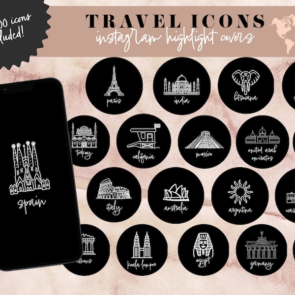 Travel Instagram Highlight Covers, Countries Instagram Story Icons, Travel Agent Logo, Voyage Europe Cities Stickers, Travel Blogger Icons