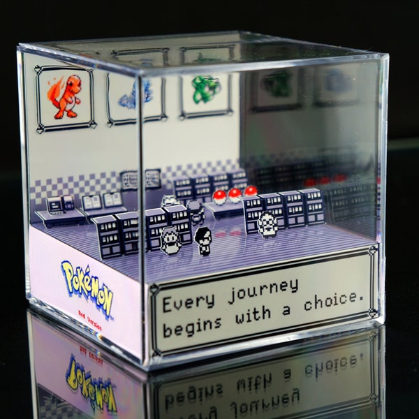 3d Pokémon Cube - Oaks Lab Generation 1 - 3D Pokemon Diorama - Perfect Gift for gamers