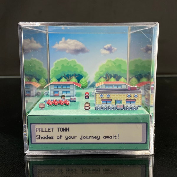 Pokemon box - Pallet Town - 3D box diorama van Pokemon Fire Red en Pokemon Leaf Green, Perfect cadeau voor gamers