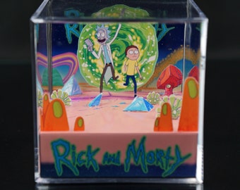 Rick and Morty 3D Shadowbox custom art design - Book Nook