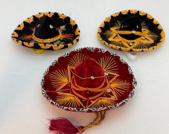 Vintage Mexican Miniature Sombreros, Set of 3