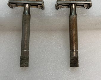 Vintage Gillette Safety Razors, 1952 Model Y1,Set of 2