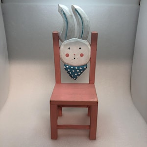 Vintage Wooden Doll Chair, Bunny