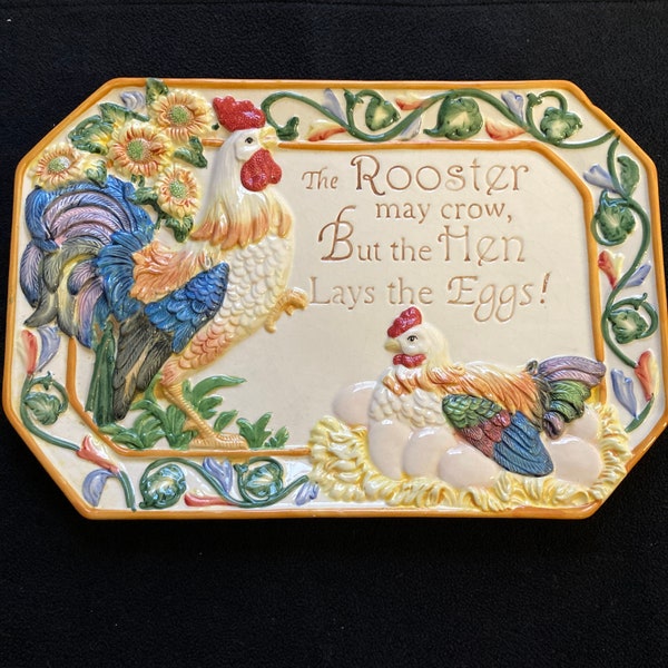 Vintage Cracker Barrel Rooster & Hen Platter