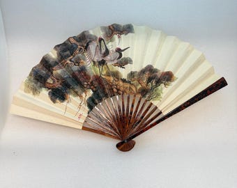 Vintage Asian Paper /Bamboo Fan