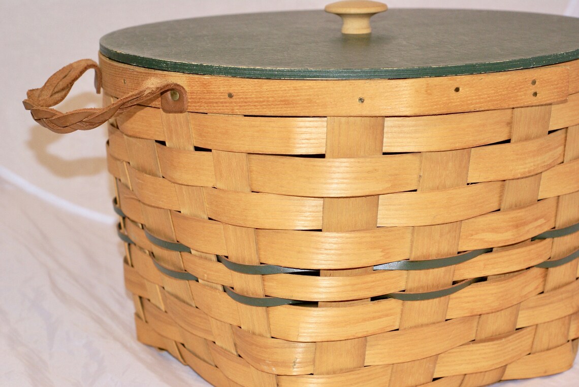 Hand Made Basket by Peterboro With Lid Etsy