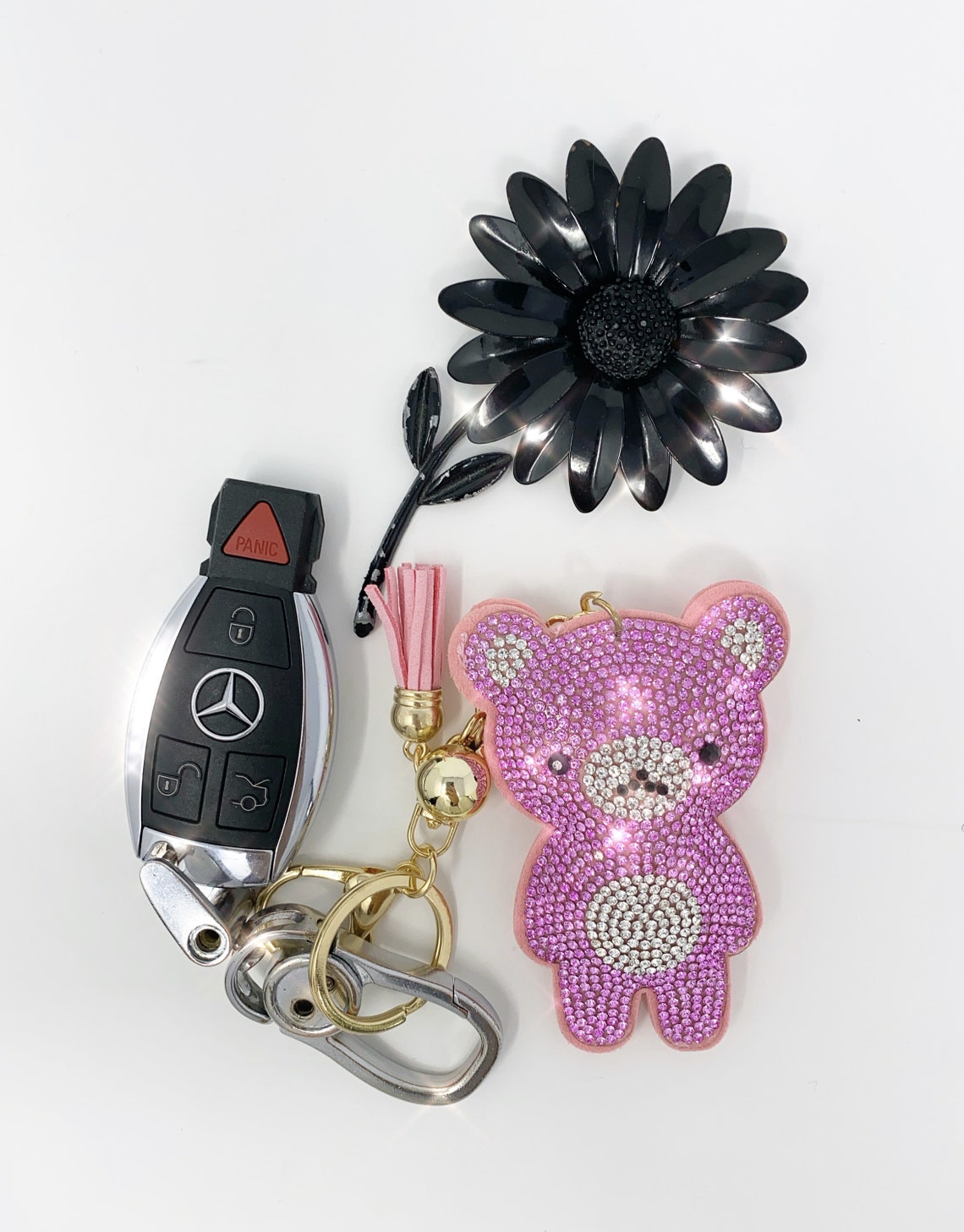 Rhinestone Teddy Bear Keychain Bling Bear Purse Pendant Etsy