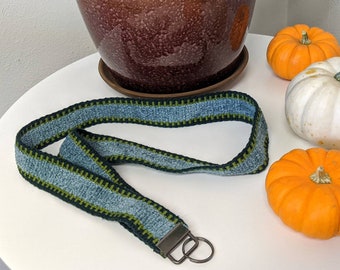 Blue and Green Woven Lanyard