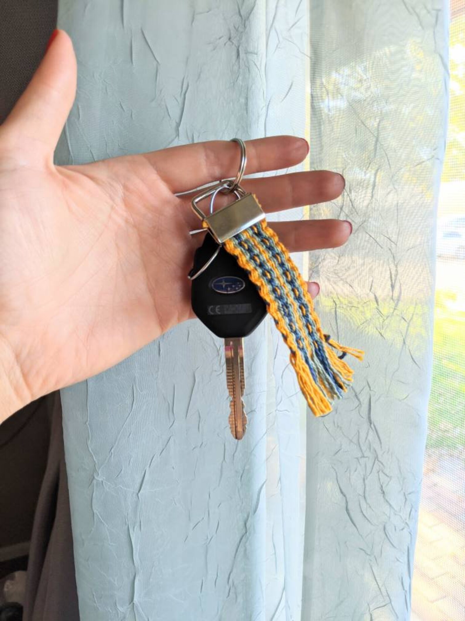 Yellow and Blue Woven Keychain Etsy UK